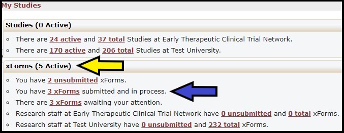 Screenshot of Studies section of the user dashboard in IRBManager